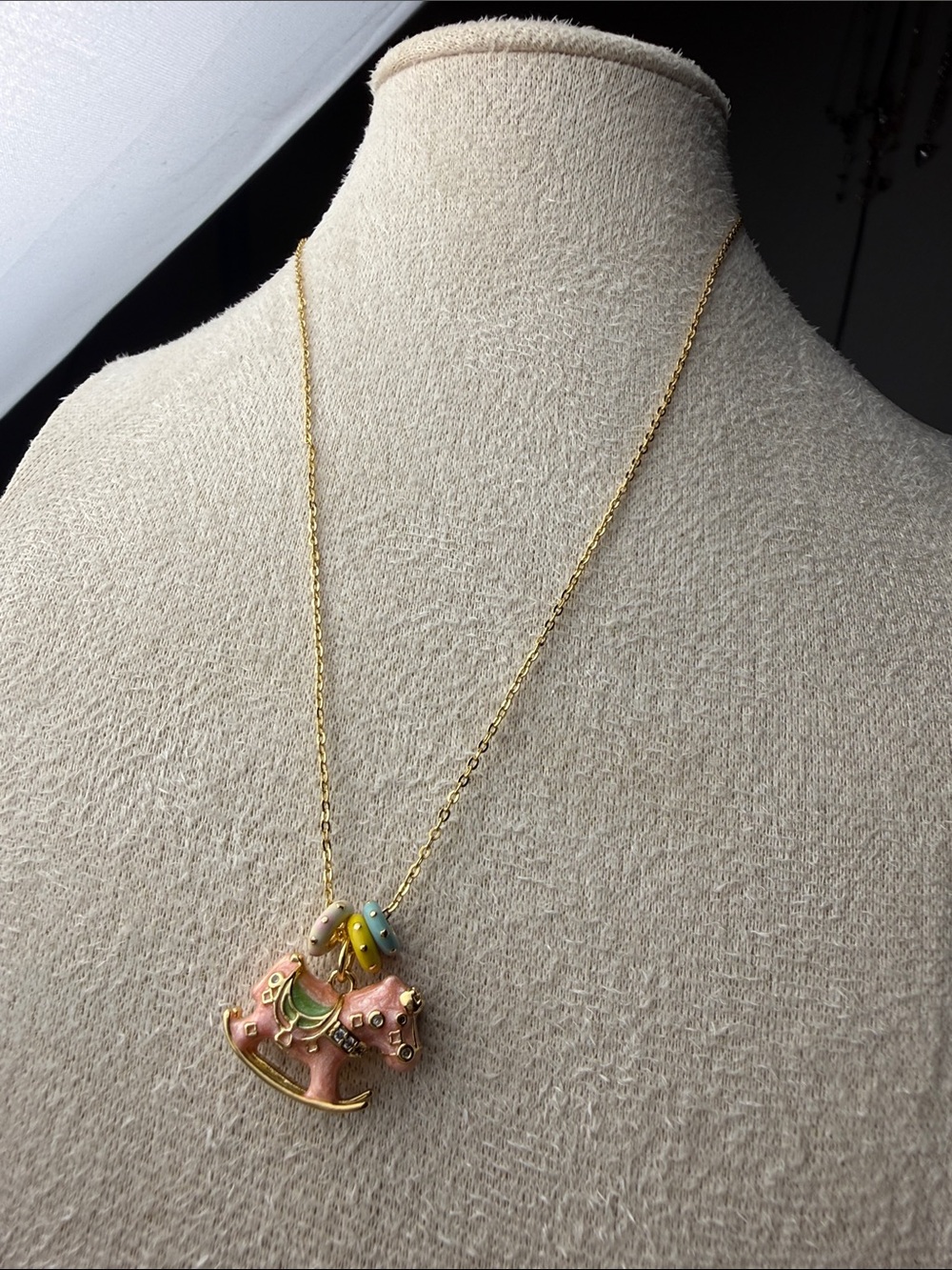 kate spade Gold Necklace with Pink and Green Rocking Horse Charms - Picture 6 of 6